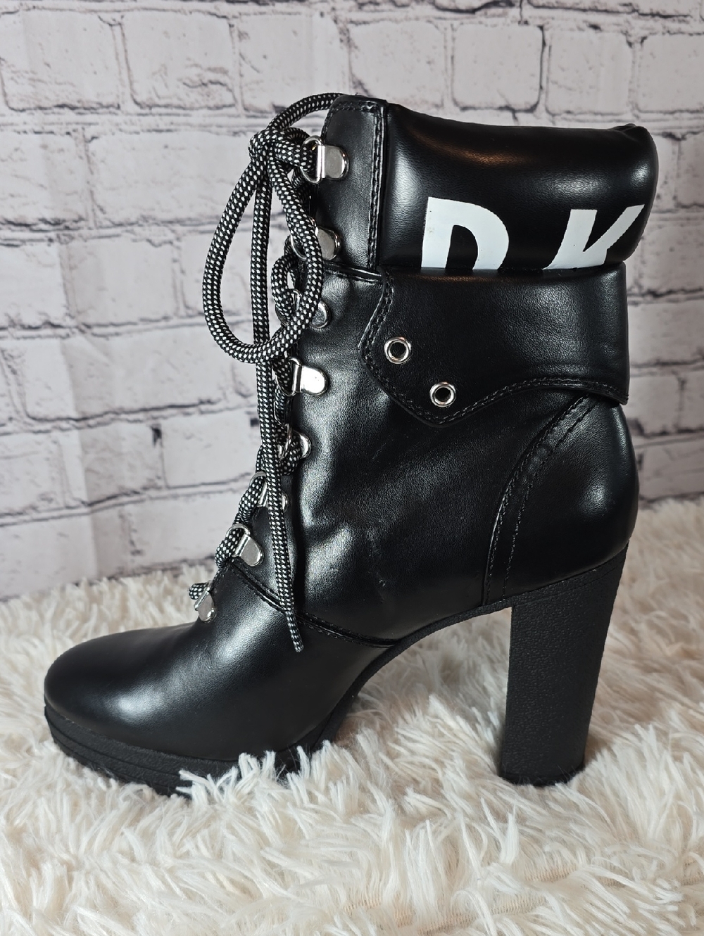 DKNY Black Lace-Up Heeled Boots Size 9 NWOT - Picture 6 of 13